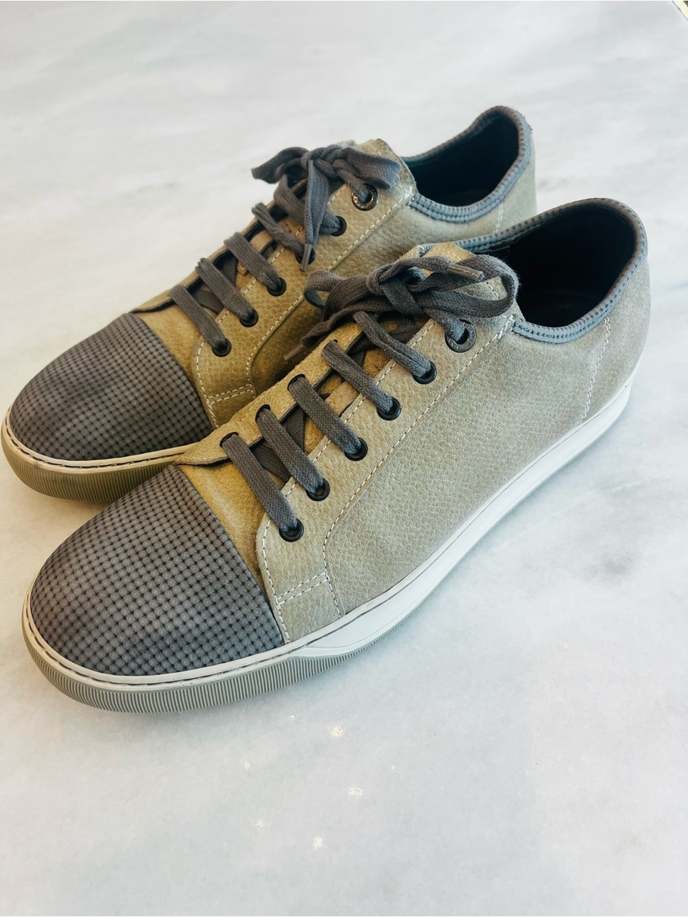 Lanvin DBB1 Men's Low-Top Suede Sneakers Taupe Gray size 11
